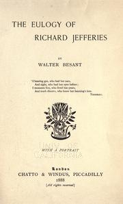 Front cover of The eulogy of Richard Jefferies by Walter Besant