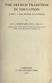 Front cover of The French tradition in education by Barnard, Howard Clive