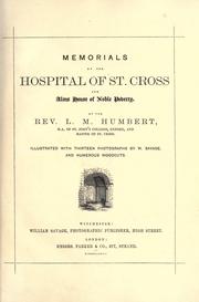 Front cover of Memorials of the Hospital of St. Cross and Alms House of Noble Poverty by Lewis Macnaughten Humbert