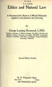 Front cover of Ethics and natural law by George Lansing Raymond