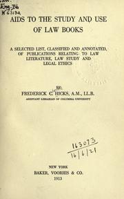 Cover of Aids to the study and use of law books by Hicks, Frederick Charles