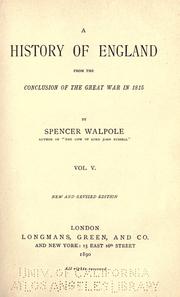 Cover of A history of England from the conclusion of the great war in 1815 by Sir Spencer Walpole