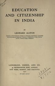Front cover of Education and citizenship in India by Leonard Alston