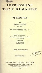 Cover of Impressions that remained by Ethel Smyth