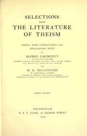 Front cover of Selections from the literature of theism by Alfred Caldecott