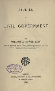 Front cover of Studies in civil government by William A. Mowry