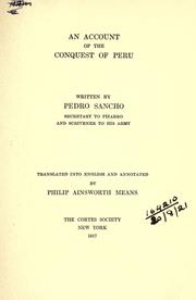 Front cover of An account of the conquest of Peru by Pedro Sancho