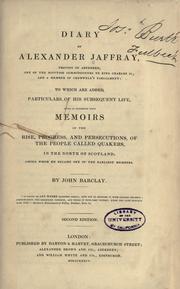 Front cover of Diary of Alexander Jaffray by Alexander Jaffray