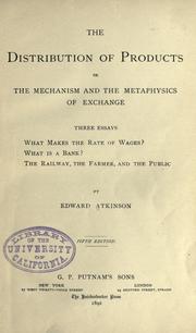 Front cover of The distribution of products by Atkinson, Edward
