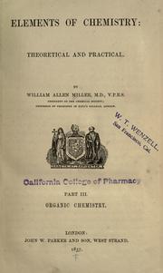 Front cover of Elements of chemistry by William Allen Miller