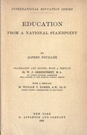 Cover of Education from a national standpoint. -- by Alfred Fouillée