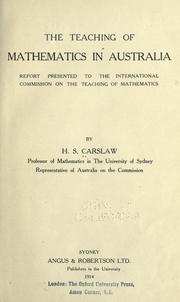 Front cover of The teaching of mathematics in Australia by Carslaw, H. S.