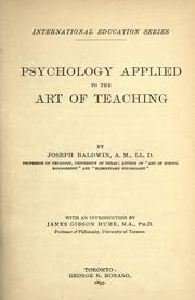Front cover of Psychology applied to the art of teaching by Joseph Baldwin
