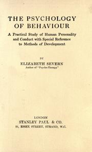 Front cover of The psychology of behaviour by Elizabeth Severn