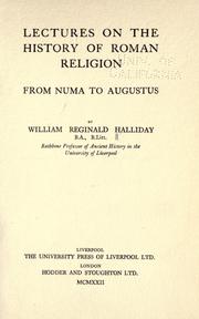Cover of Lectures on the history of Roman religion from Numa to Augustus by W. R. Halliday