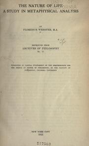 Front cover of The nature of life by Florence Webster