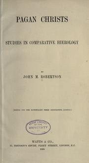 Cover of Pagan Christs by John Mackinnon Robertson