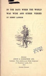 Front cover of In the Days When the World Was Wide and Other Verses by Henry Lawson