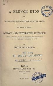 Cover of A French Eton by Matthew Arnold