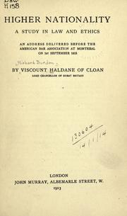 Front cover of Higher nationality by Richard Burdon Viscount Haldane of Cloan