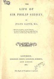 Cover of The life of Sir Philip Sidney by Julius Lloyd