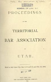 Front cover of Proceedings of the Territorial Bar Association of Utah by Meeting of the Territorial Bar Association of Utah (1894 Salt Lake City, Utah)