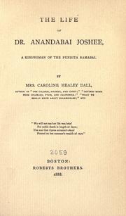 Front cover of The life of Dr. Ananabai Joshee by Caroline Wells Healey Dall