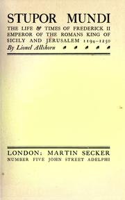 Front cover of Stupor mundi by Lionel Allshorn
