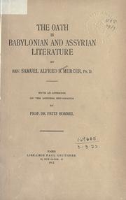 Cover of The oath in Babylonian and Assyrian literature by Samuel A. B. Mercer