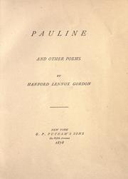 Front cover of Pauline And Other Poems by Hanford Lennox Gordon