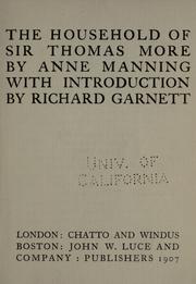 Front cover of The household of Sir Thomas More by Anne Manning