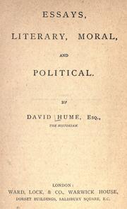 Front cover of Essays, literary, moral, and political by David Hume