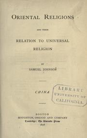 Front cover of Oriental religions and their relation to universal religion by Samuel Johnson (American preacher)