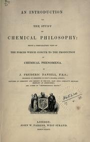 Front cover of An introduction to the study of chemical philosophy by Daniell, John Frederic