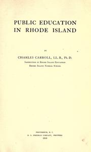 Front cover of Public education in Rhode Island by Charles A. Carroll