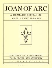 Front cover of Joan of Arc by James Henry McLaren