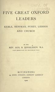 Front cover of Five great Oxford leaders by Augustus Blair Donaldson