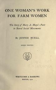 Front cover of One woman's work for farm women by Jennie Buell