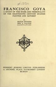 Cover of Francisco Goya by Hugh Stokes