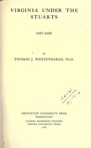 Cover of Virginia under the Stuarts, 1607-1688 by Thomas Jefferson Wertenbaker