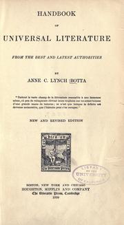 Cover of Handbook of Universal Literature from the Best and Latest Authorities by Anne C. Lynch Botta
