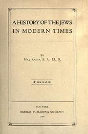 Front cover of A history of the Jews in modern times by Max Raisin