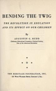 Cover of Bending the twig by Augustin G. Rudd