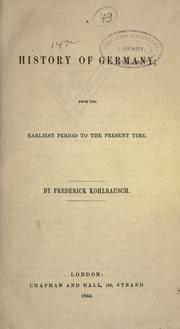 Front cover of A history of Germany by Friedrich Kohlrausch