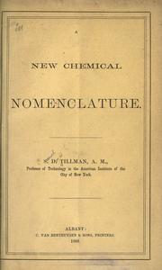 Front cover of A new chemical nomenclature by Samuel Dyer Tillman