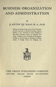 Front cover of Business organization and administration by Jacob Anton DeHaas