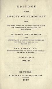 Front cover of An epitome of the history of philosophy by L. Bautain