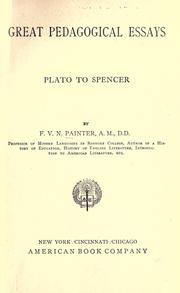 Front cover of Great Pedagogical Essays by F. V. N. Painter