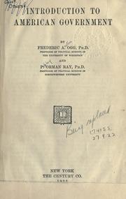 Front cover of Ogg and Ray's Introduction to American National Government by Frederic Austin Ogg