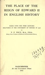 Front cover of The place of the reign of Edward 2 in English history by T. F. Tout